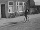 Secondary school pupil on a unicycle